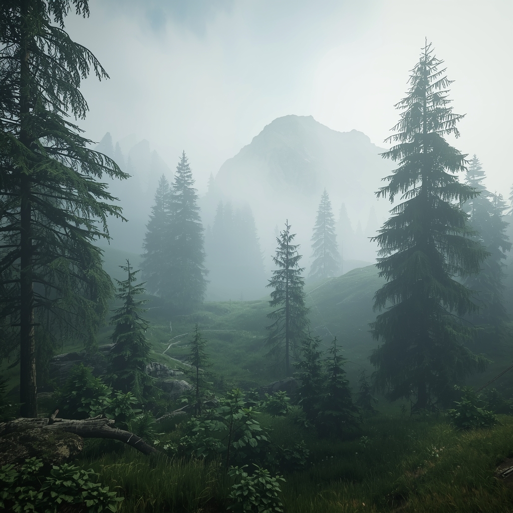 A cinematic wide shot of a misty alpine garden, high resolution, soft lighting, 8k, photorealistic, no humans, no woman image, generate from Nano Banana2